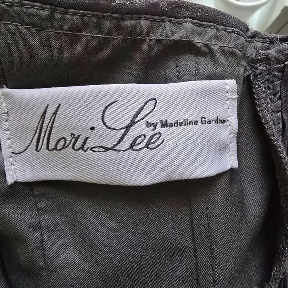 Mori Lee Charcoal Strapless Ruched Sweetheart Dress Rhinestones Formal Y2K Hoco - Picture 10 of 10